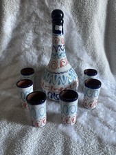 Mexican Talavera-Style Hand-Painted Tequila Pitcher and 6 Shot Glass Set — listing 3