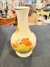Hand-Painted Mediterranean Ceramic Vase with Yellow Ground and Green Grape Leaf & Floral Motif — listing 4
