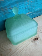 Tiara Frosted Blue Satin Glass Covered Bee Box with Acorn Finial, 5.5 inch — listing 3