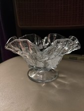 Pressed Glass Covered Compote / Candy Dish with Grape & Leaf Pattern and Twisted Finial — listing 5