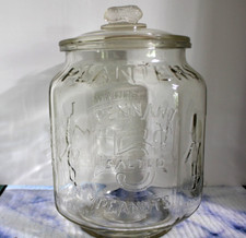Vintage 1982 Planters Mr. Peanut Embossed Wheat Pattern Glass Jar with Dome Lid — listing 3