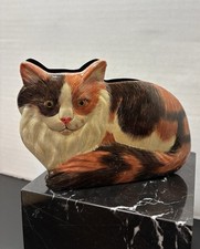 Hand-Painted Ceramic Cat & Mouse Napkin Holder / Letter Rack with Relief Figures — listing 3