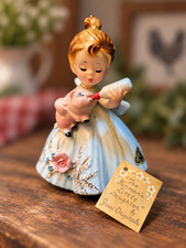 Josef Originals "Rosemary" Pink Bonnet Girl with Parasol Music Box Figurine, 7.25" — listing 5