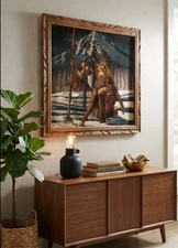 Vintage Velvet Painting of Native American Chief in Feather Headdress — listing 4