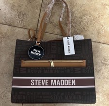 Steve Madden Camel Faux Leather Tote Bag with Gold-Tone Hardware