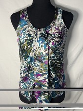 Anne Klein Black Sleeveless Zip-Front Blouse with Gold Hardware