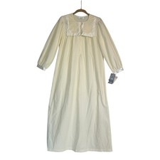 Vintage Komar Cream Floral Cotton Nightgown / Robe with Lace Trim — listing 3