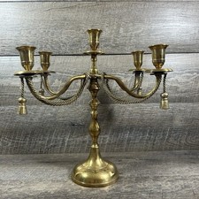 Vintage Brass Five-Light Candelabra with Twisted Rope Arms and Tripod Base — listing 6