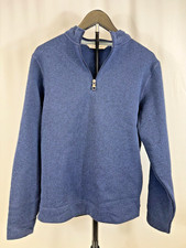 Men's Gray Sweater-Knit Fleece Quarter-Zip Pullover with Navy Contrast Collar