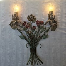 Italian Gilt Tole Metal Five-Arm Leaf-and-Candle Wall Sconce — listing 6