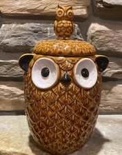 Vintage Stoneware Figural Owl Lidded Jar / Cookie Jar with Removable Hat Lid — listing 4