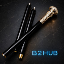 Ornate Brass Fritz-Handle Walking Cane with Hardwood Shaft