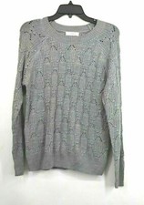 Elodie Light Blue Chunky Ribbed Knit Crewneck Sweater, Size S — listing 6
