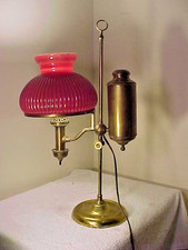 Vintage Brass Student Lamp with Milk Glass Shade (Electrified) — listing 6