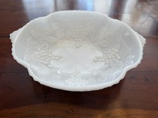 Vintage Milk Glass Grape Pattern Scalloped Footed Candy/Nut Dish — listing 3