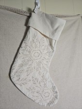Blue Velvet Beaded Snowflake Christmas Stocking — listing 5