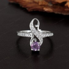 925 Sterling Silver Artisan Cuff Bracelet with Amethyst, 6.9", 30g — listing 2