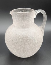 Vintage Overshot Frosted Glass Pitcher with Hand-Painted Game Birds (Pheasant & Mallard) — listing 5