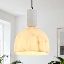 Contemporary Alabaster Panel Pendant Light with Brass Canopy — listing 4