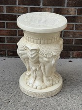 Vintage Cobalt Blue Ceramic Elephant Garden Stool / Plant Stand with Flat Round Top, listing 4