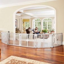 Extra Wide Metal Baby Safety Gate with Walk-Through Door, Black