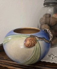 Roseville Pine Cone Moderne #455-6 Planter, Green (Pair) — listing 4