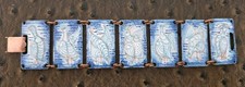 Vintage Grey Enamel Swirl Panel Link Bracelet with Alternating Oval and Square Stations — listing 2