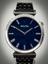 Bulova Men's Classic Stainless Steel Dress Watch with Blue Dial and Roman Numerals — listing 3
