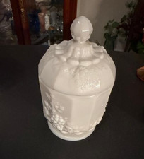 Vintage Milk Glass Grape Pattern Scalloped Footed Candy/Nut Dish — listing 5