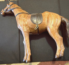 Vintage Leather-Wrapped Horse Figurine with Saddle and Bridle — listing 5