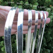 Herringbone Flat Snake Chain Necklace with Lobster Clasp and Oval Hang Tag — listing 3