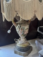 Vintage Capodimonte-Style Figural Cherub Porcelain Table Lamp with Pleated Fabric Shade — listing 5