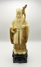 Shou Lao figurine Vintage Chinese Shou Lao God of Longevity & Child with Crane Carved Resin Figurine — listing 5