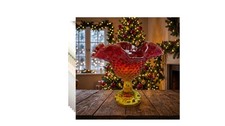 Vintage Amberina Hobnail Glass Vase with Crimped Ruffled Rim — listing 2