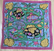 Silk Scarf with Tropical Fish and Sea Life Print — listing 3