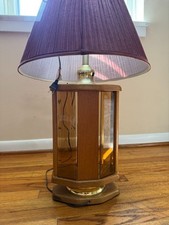 Don Ward Mid-Century Wood & Brass Table Lamp with Diorama Base and Pleated Shade — listing 5