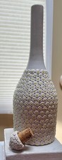 Textured Ceramic Bottle Vase with Faux Foliage Stems, Cream/Stone Finish — listing 4