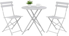 Set of 4 Vintage French-Style Wrought Iron & Woven Cane Folding Bistro Chairs with Cherub Motif — listing 6