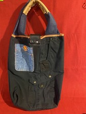 Handmade Denim Tote Bag with Embroidered Hummingbird & Floral Design, Floral Lining, 12 x 13 in, listing 5