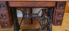 Antique Singer Treadle Sewing Machine in Oak Cabinet with Cast Iron Base — listing 2