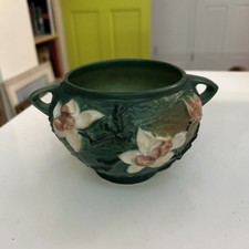Roseville Pottery Blue Magnolia Jardinière with Handles — listing 2
