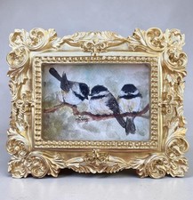 Framed Black-Capped Chickadee Print, Signed Jade, in Rustic Barnwood Frame — listing 2