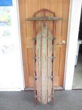 Vintage Flexible Flyer Wooden Runner Sled with Red Steel Rails — listing 4