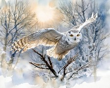 Framed Black & White Print of Two Owls Perched on a Branch