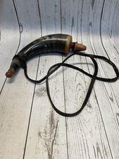 Hand-Carved Powder Horn with Etched Tribal Motifs and Leather Strap — listing 5