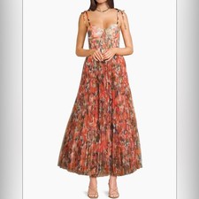 Tropical Floral Striped High-Neck Maxi Dress — listing 2