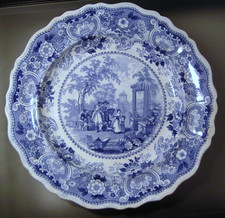Blue & White Transferware Plate, English Village Street Scene 'Ye Olde Curiosity Shop', listing 3