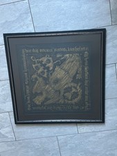 Framed Medieval Monumental Brass Rubbing of a Praying Noblewoman on Black Paper with Gold Wax — listing 6
