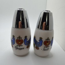 Vintage Gemco Blue Cornflower Milk Glass Kitchen Set - Sugar Dispenser, Cream Pitcher, Pepper Shaker — listing 5