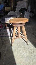 Antique Victorian Adjustable Piano Stool with Glass Ball & Claw Feet and Floral Needlepoint Seat — listing 4
